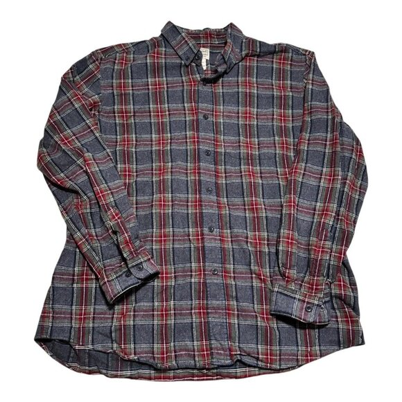 L.L. Bean 100% Cotton Plaid Flannel‎ Button Up Long Sleeve Shirt Adult Large - Picture 1 of 7